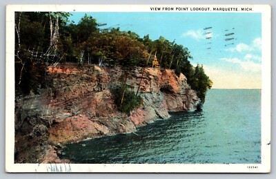 Postcard Michigan Marquette View from Point Lookout c1935 8D