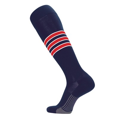 TCK Pro Elite Dugout Series Pattern D Navy White Red Knee-High Striped Socks