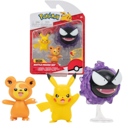 Pokemon Battle Figures 3 Pack 5cm Figures Teddiursa Pikachu and