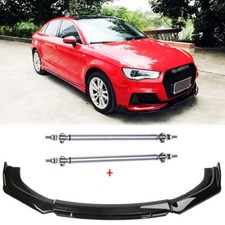 Front Bumper Lip Spoiler Splitter Body Kit + Strut Rods For Audi A3 S3 RS3 Sedan