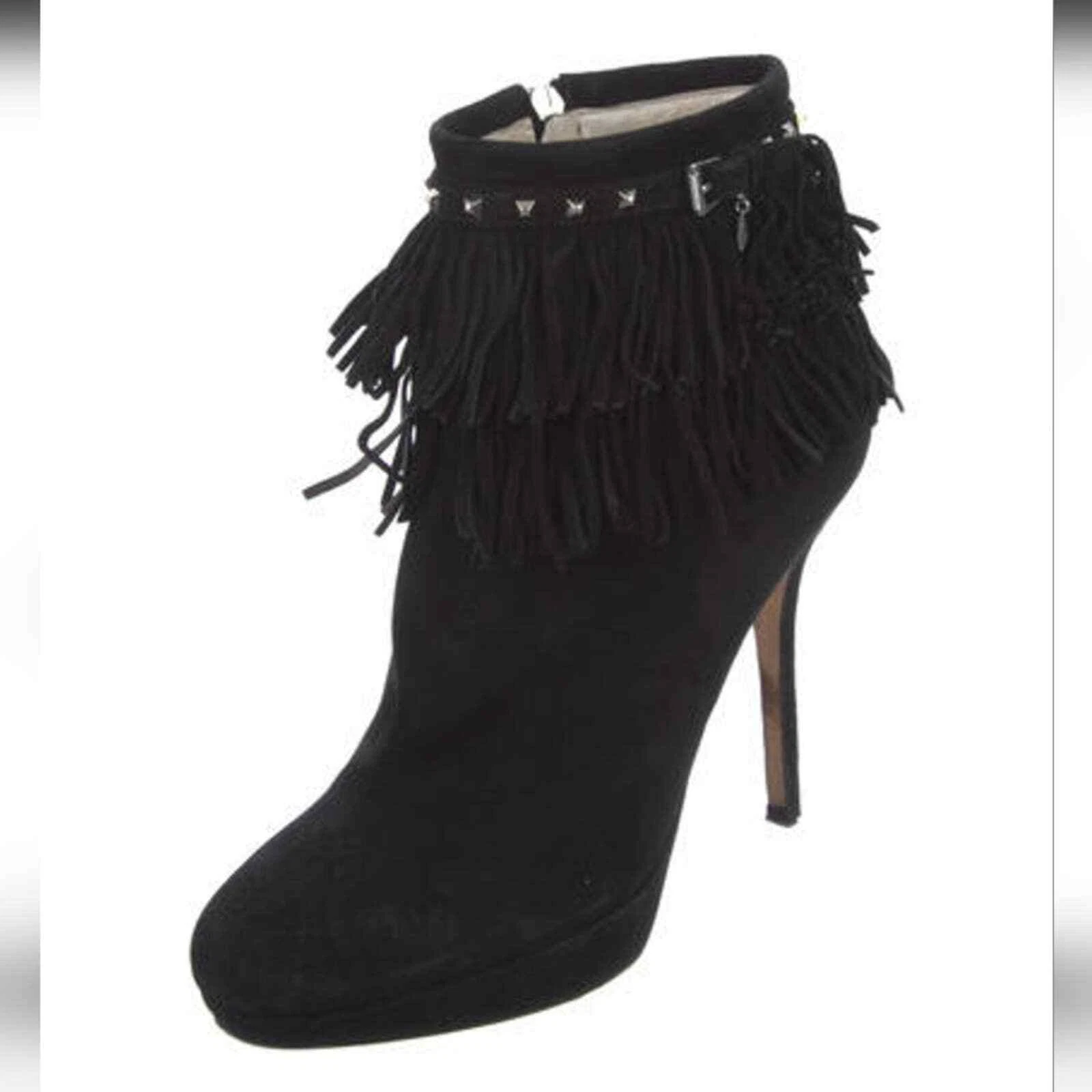 Bottes franges cheville Christian Dior en daim noir taille 7
