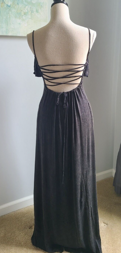 CHASER Tie Back Maxi Dress Women's Size M NWT Vintage Black Heirloom Dress - Picture 6 of 8