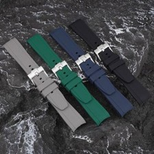 Silicone Watchband Curved End Diving Bracelet Colorful Rubber Strap 20-22mm