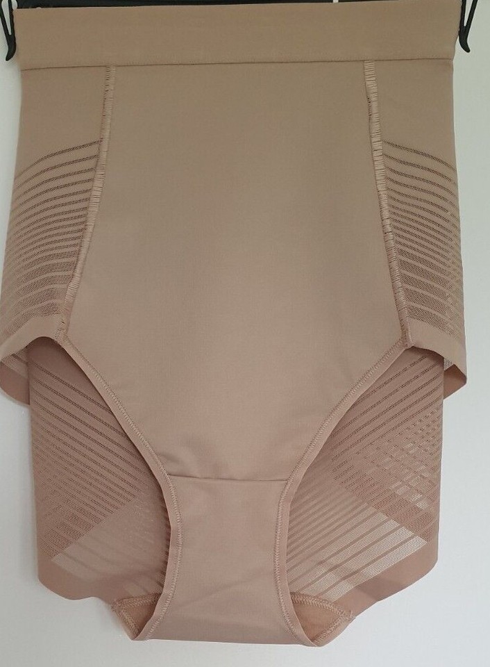 New Ex M&S Firm Control Sheer Stripe No VPL Full Briefs Black Rose