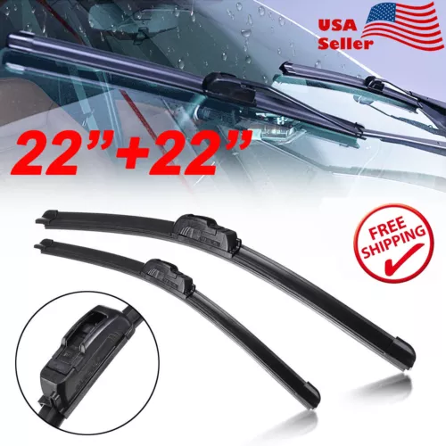 22" + 22" ALL SEASON BRACKETLESS WINDSHIELD WIPER BLADES Premium Hybrid silicone - Foto 1 di 7