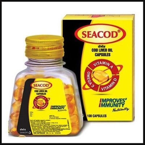 Seacod COD LIVER Fish Oil 100 Capsule With OMEGA 3 Dha vitamin A & D