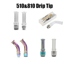 810/510 Rainbow Straw Tip Curved Straight Glass Drip Nozzle Accessor Transparent