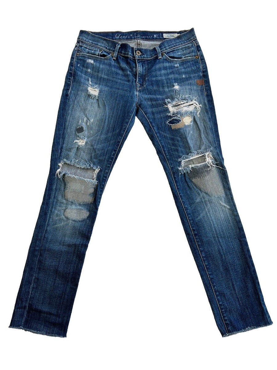 Levi's 501 Women's Blue Jeans Sz 30 USA Sashiko Boro Ripped