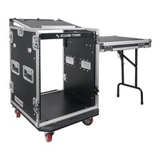 Sound Town 14U PA DJ Rack Road Case 11U Slant Mixer Top DJ Table STMR-14UWT 
