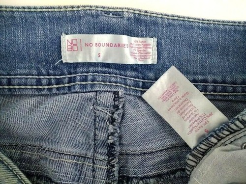 No Boundaries Junior Ramie Cotton Blend Embellished Faded Blue Denim Jeans 5 - Picture 12 of 12