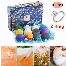 12PCS Spa Bath Bombs Gift Set With Ring Bubble Shower Ball Set Christmas Gifts