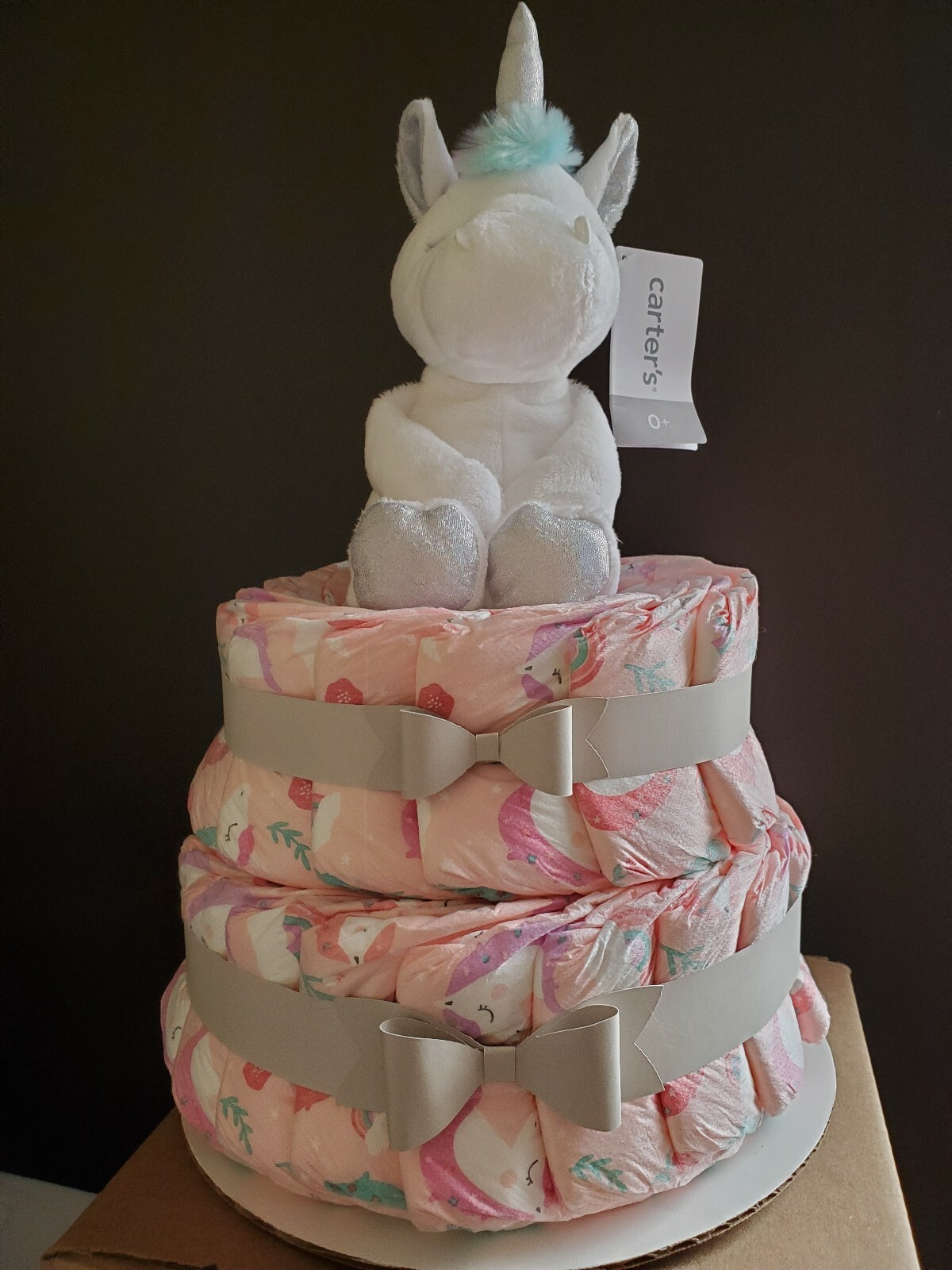 Boston Mall Girl Unicorn Diaper Cake 32 (size 1) honest