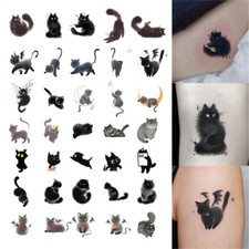 Cute Cat Tattoo Sticker: Unisex, Waterproof, Long-Lasting