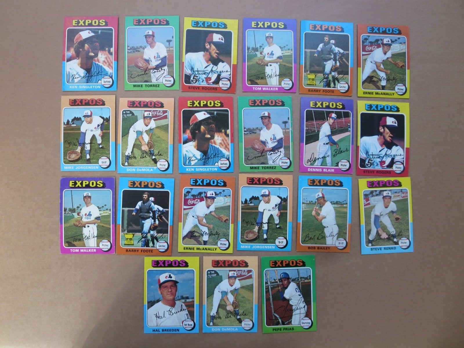 1975 Topps Montreal Expos Baseball Cards Lot of 21 Mid Grade Condition