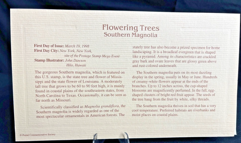 Flowering Trees ~ Southern Magnolia-1st day issue-Golden Replica MH - Image 4 of 4
