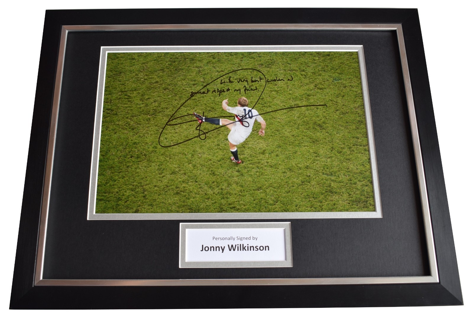 Jonny Wilkinson Signed Framed Photo Autograph 16x12 display Rugby Inscription 