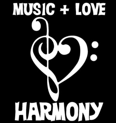 Chase Grace Studio Music Love Treble Bass Clef with Heart Vinyl Decal ...