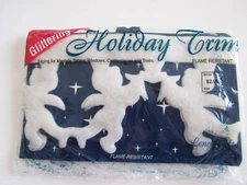 Cherub / Angel Shaped Glittering Holiday Trim Vintage 8 Ft Long Made in the USA