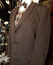 VTG 1950s Flecked Brown Tweed Jacket Sport Coat 40 Tall Botany 500 Rockabilly