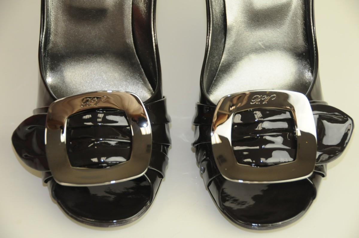 Escarpins Roger Vivier Vernis Marron à Boucle Argentée - Pointure 40 (9.5 US) - Neufs Avec Boîte