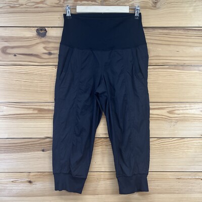 Lululemon Pants Womens Black Jogger Yoga Waistband Pull On Crop Capri  B112