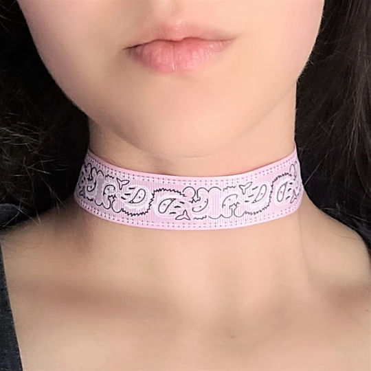 Paisley Choker Pastel Pink Bandana Print Ribbon Necklace