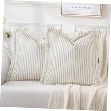 Pack of 2 Pillow Covers 18x18 Inch Striped 18" x 18" Pack of 2 Sage Green