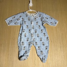 Vintage 90s Baby Looney Tunes Romper Kids 3-6 Months Blue Long Sleeve Footed