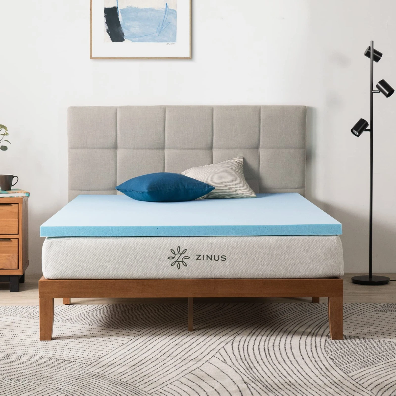 ZINUS 2 IN. NO POCKET GEL COOLING FOAM MATTRESS TOPPER QUEEN OLB-MGT-200Q - BLUE