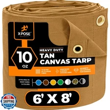 Xpose Safety Canvas Tarp - 10oz Tan Canvas Tarps Heavy Duty Water