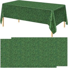durony 2 Pack Green Grass Field Plastic Tablecloth Grass Print Table Covers 5...