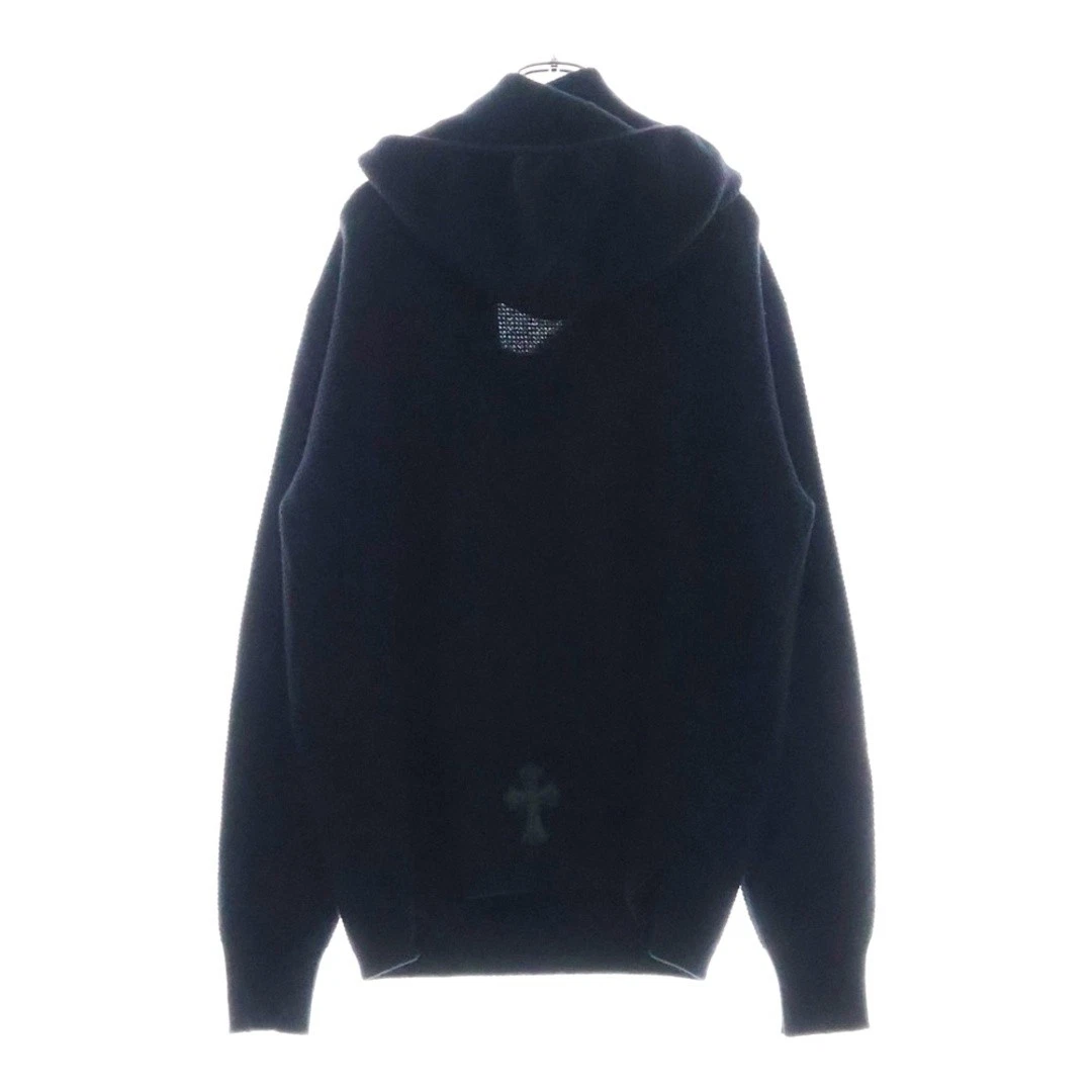 Felpa con cappuccio pullover CHROME HEARTS pelle toppa incrociata maglia cashmere nero usata 81092