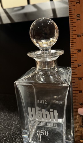 Tiffany &Co Classic Square Crystal Glass Decanter Ball Stopper Habit Burger Logo - Picture 6 of 6