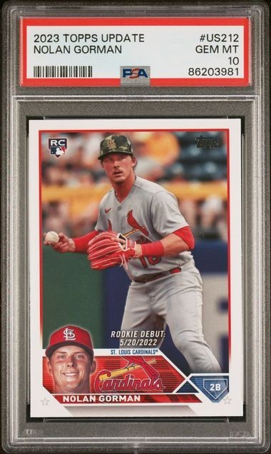 2023 Topps Update US212 NOLAN GORMAN RD RC - STL Cardinals - PSA 10 Gem Mint