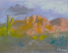 Arizona Southwest Landscape America Pastel Painting 9x12 Paper Original Signed