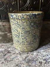 Vtg Crock Robinson Ransbottom Stoneware Pottery Blue Cream Ohio USA Early 1900s