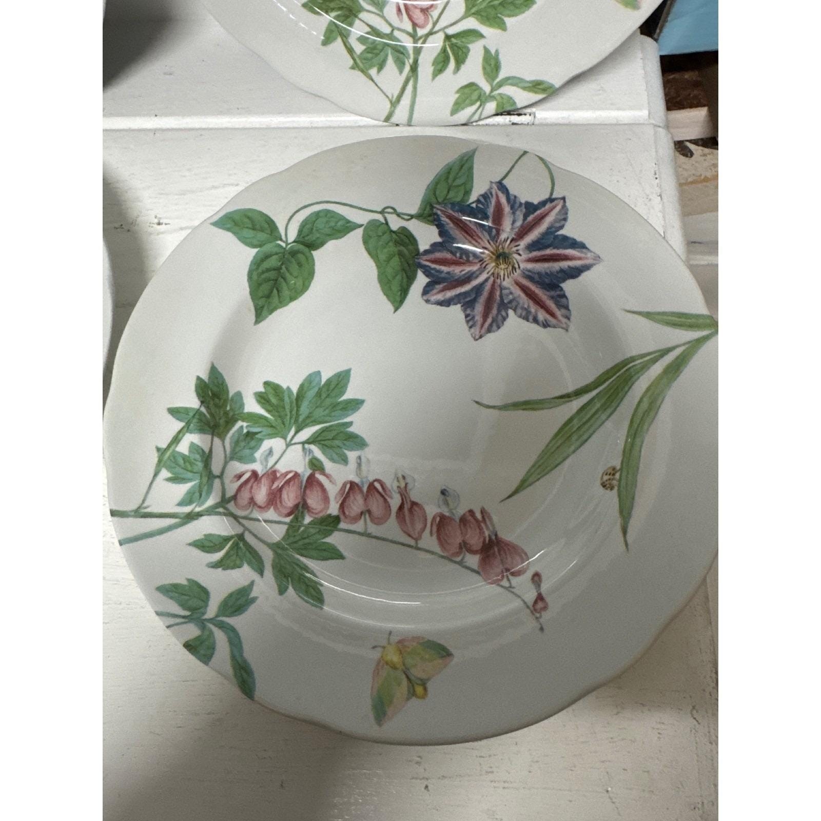NEW 2006 Spode English Floral Williams Sonoma Vtg Plate Set 4 Clematis Butterfly