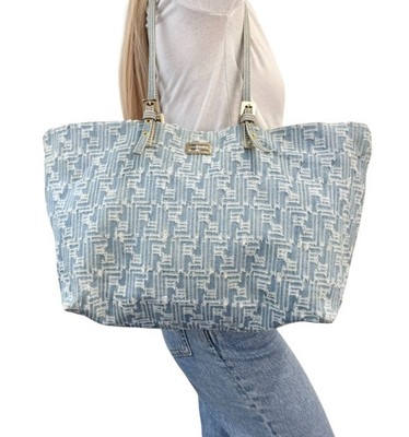 FENDI Vintage Zucca Monogram Denim Shoulder Tote Large Bag Blue FF