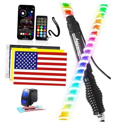  1PC 4FT COB LED Whip Light, Lighted Antenna Whips with Spring Base 1PC-4FT