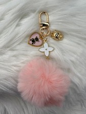 Cute Fluffy Pom pom Key Chain Bag Pendant Keyring elegant charms Pink White