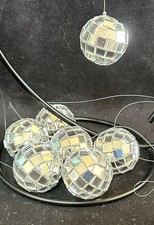 Set of 7 Hanging Ornaments Christmas 1 in Reflective Mirror Disco Balls Silver