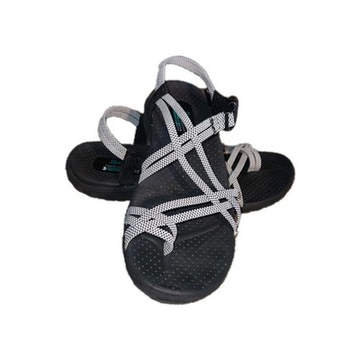 Skechers Reggae Irie Mon Black/White Slingback Sandals Women's 9.5