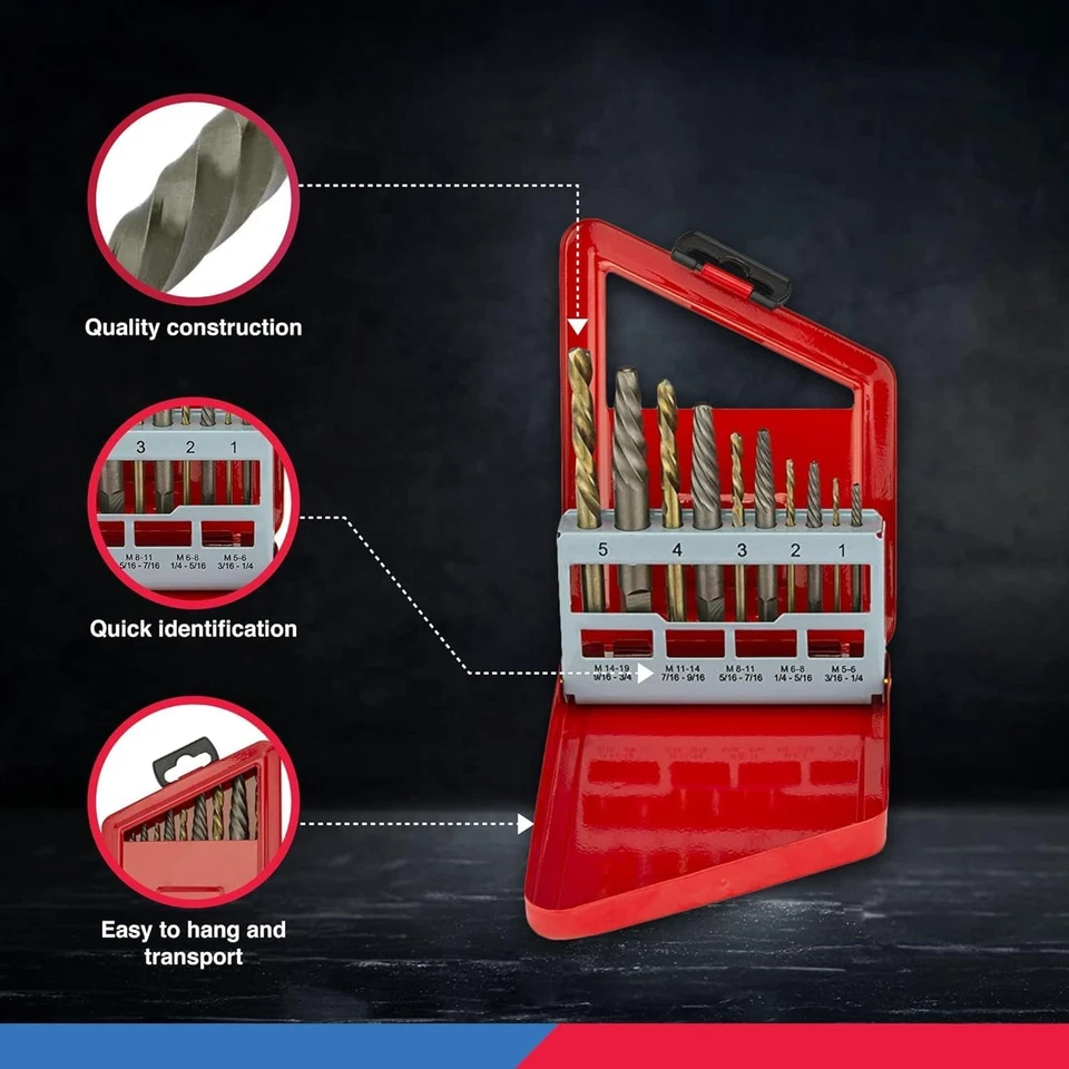 Conjunto de brocas 01925A extrator de parafuso e esquerda, brocas de aço HSS M2, ... - Imagem 4 de 4