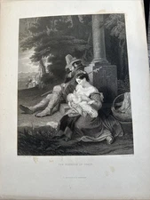 19th Century Engraving Penry Williams /C.Rolls “The Wayside In Italy”