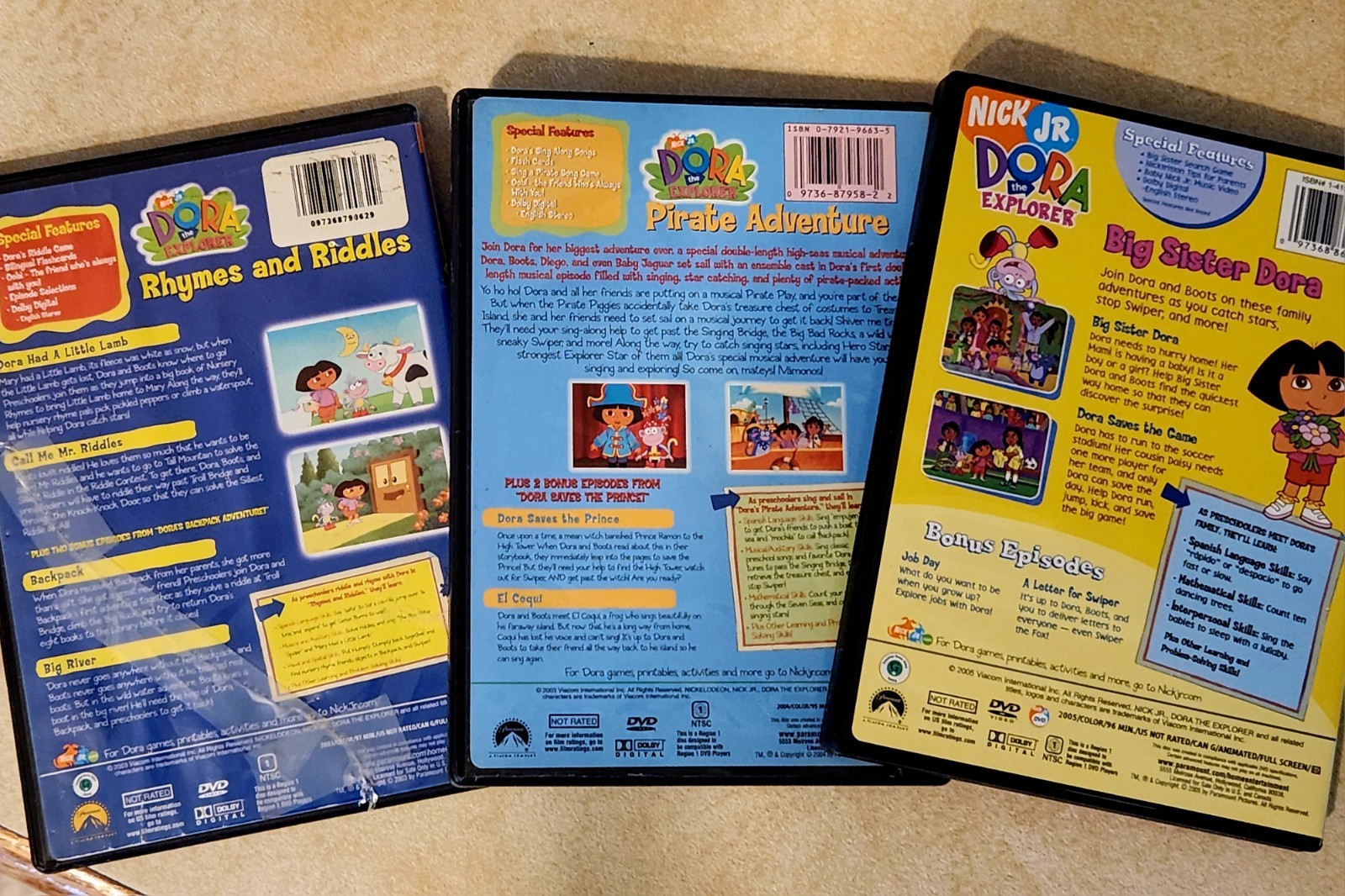 Nick Jr. Dora the Explorer DVD lot of 3