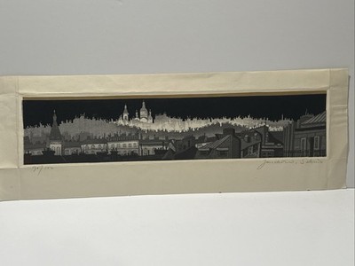 Junichiro Sekino Woodblock Print Rare Mid Century Wpa Style Regionalism Large