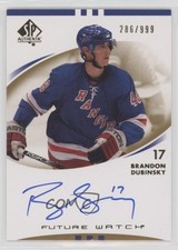 2007-08 SP Authentic Future Watch /999 Brandon Dubinsky #232 Rookie Auto RC 1pc9