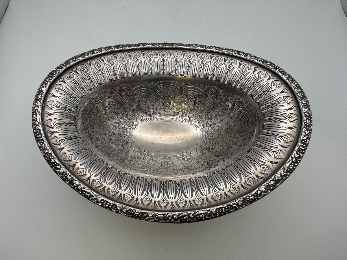 ♥Barker Ellis（バーカーエリス）シルバー脚付き皿 ELLIS BARKER English Silverplate Candy / Nut Dish with Pierced