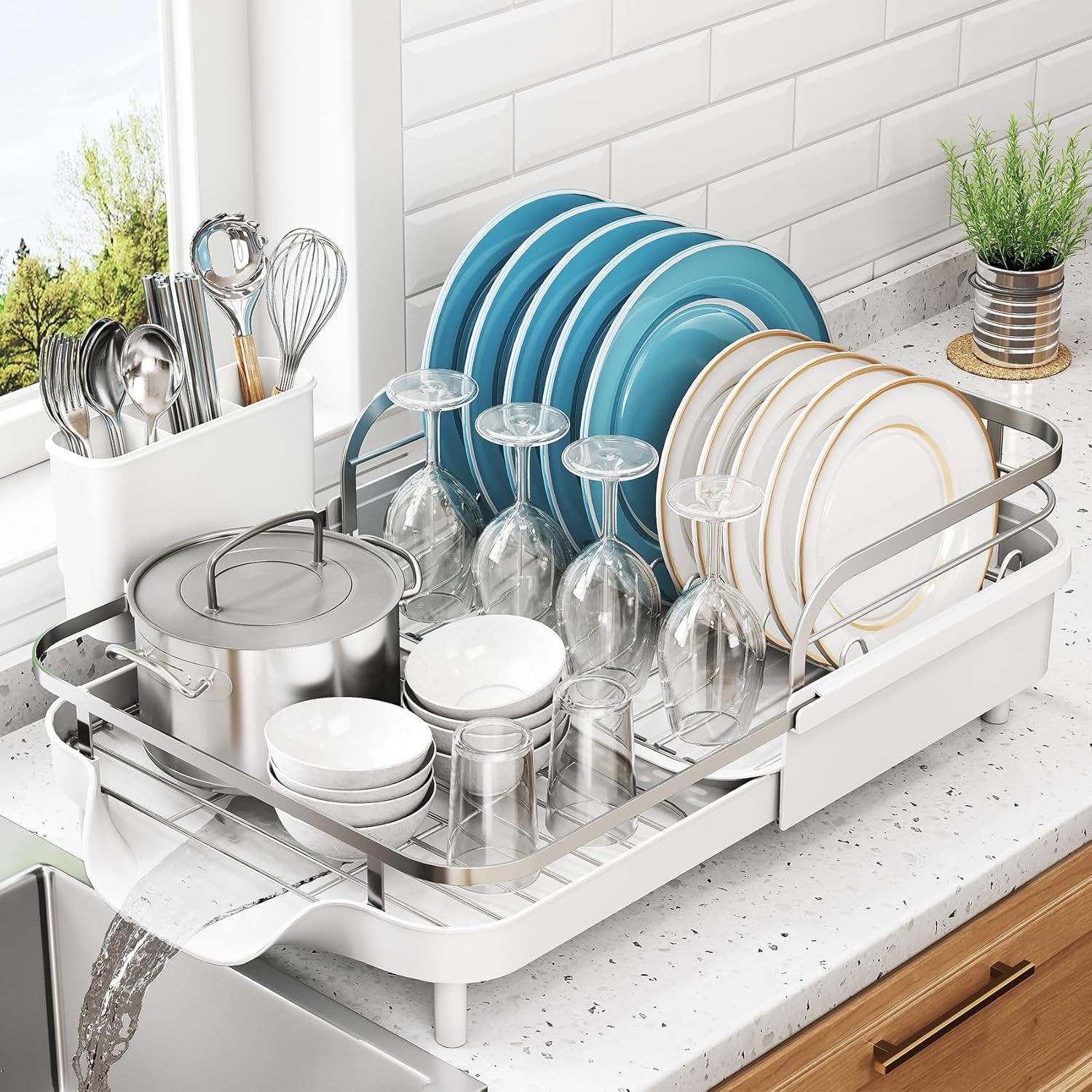 Dish Drying Rack, Expandable Dish Rack for Kitchen Counter,
