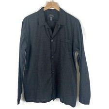 POLO RALPH LAUREN Men's Pajama Shirt 100 Cotton Sleepwear Blue Check Size Med